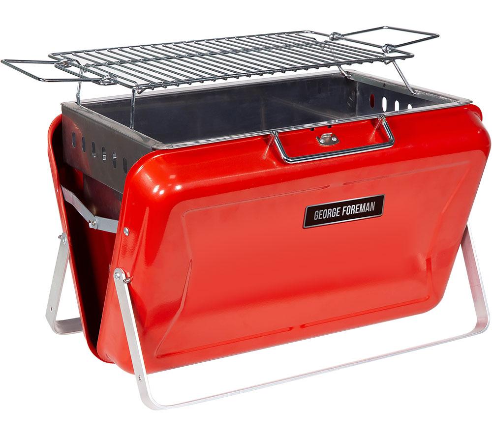 Image of GEORGE FOREMAN Go Anywhere Briefcase GFPTBBQ1005R Portable Charcoal BBQ - Red