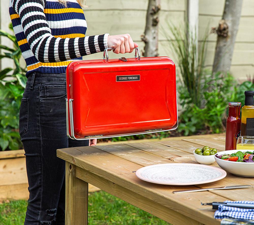 GEORGE FOREMAN Go Anywhere Briefcase GFPTBBQ1005R Portable Charcoal BBQ - Red image number 2 of 13