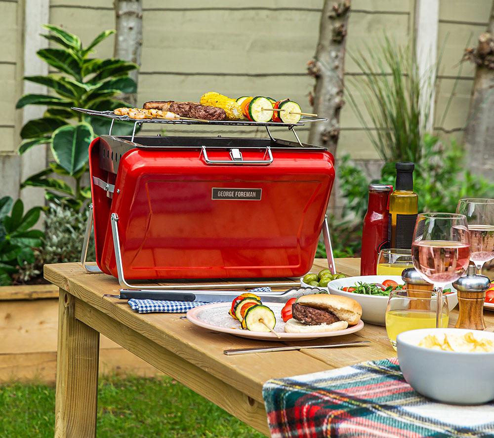GEORGE FOREMAN Go Anywhere Briefcase GFPTBBQ1005R Portable Charcoal BBQ - Red image number 6 of 13
