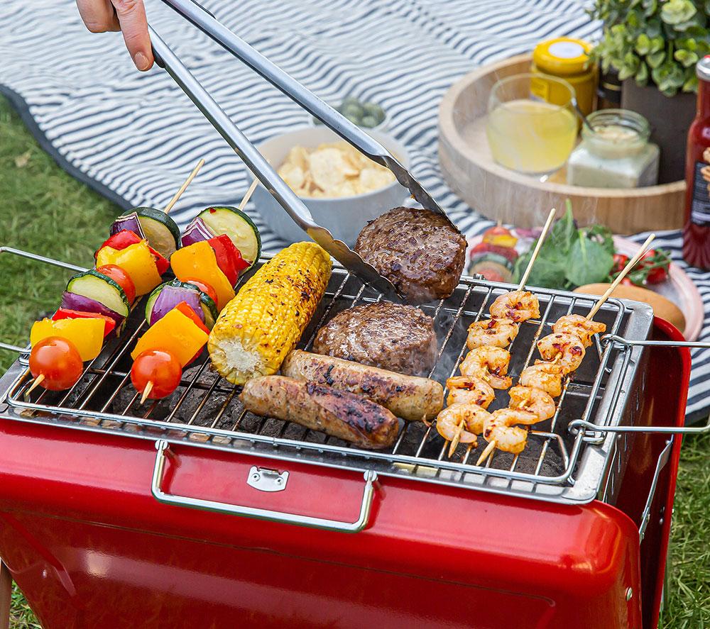 GEORGE FOREMAN Go Anywhere Briefcase GFPTBBQ1005R Portable Charcoal BBQ - Red image number 7 of 13