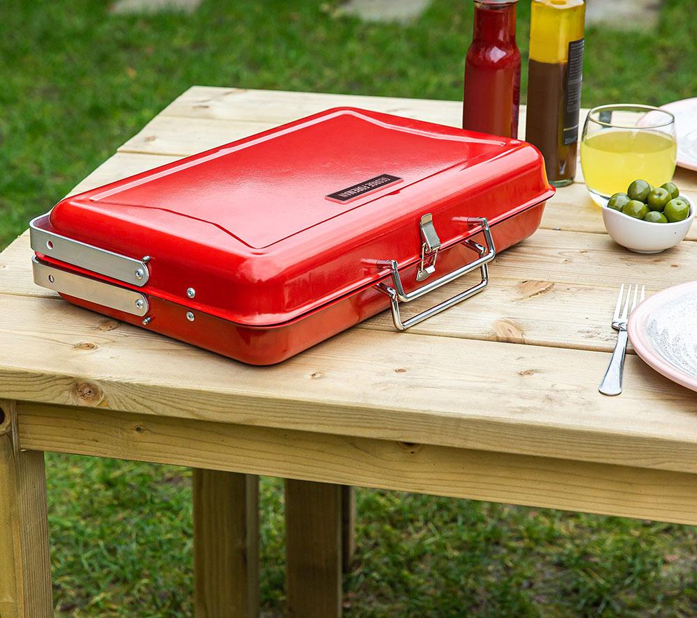 GEORGE FOREMAN Go Anywhere Briefcase GFPTBBQ1005R Portable Charcoal BBQ - Red image number 8 of 13