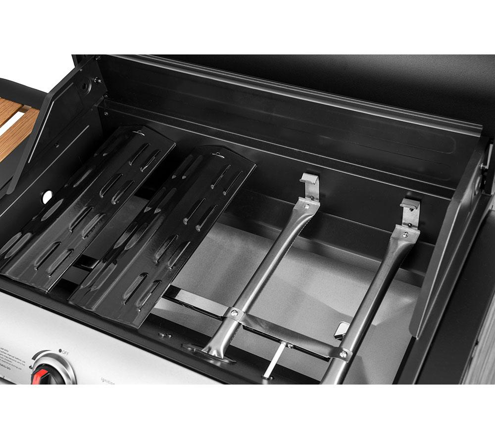 GEORGE FOREMAN GFGBBQ4BW 4 Burner Grill Gas BBQ - Black & Wood Effect image number 12 of 15