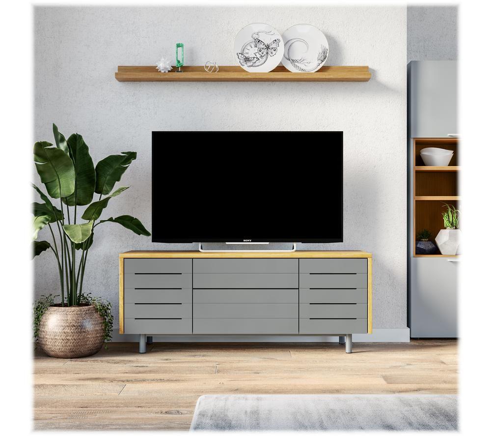 ALPHASON Venice 1200 mm TV Stand for up to 60" TVs - Grey & Oak image number 2 of 5
