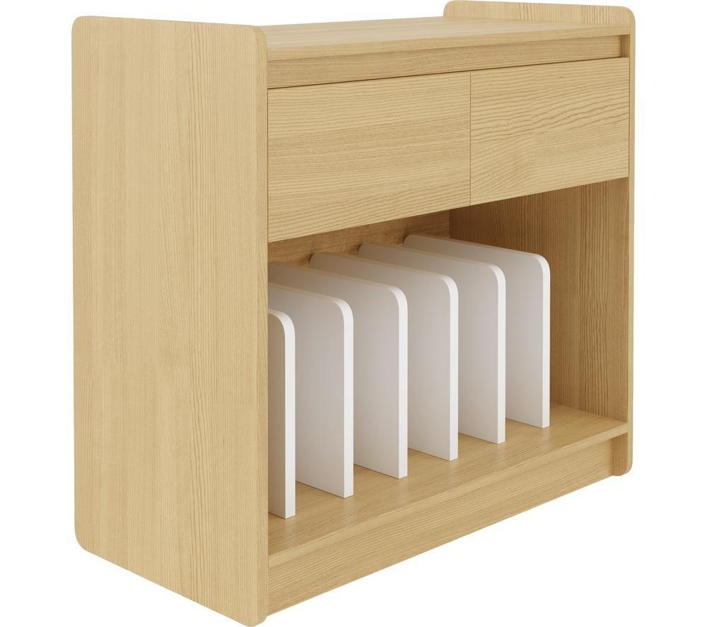ALPHASON Oslo Plus ATTS1102 Turntable Stand - Light Oak & White image number 2 of 4