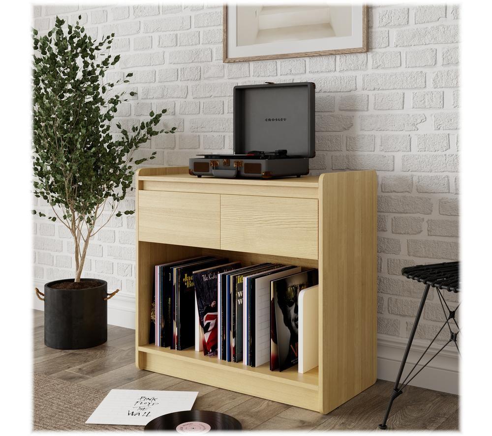 ALPHASON Oslo Plus ATTS1102 Turntable Stand - Light Oak & White image number 3 of 4