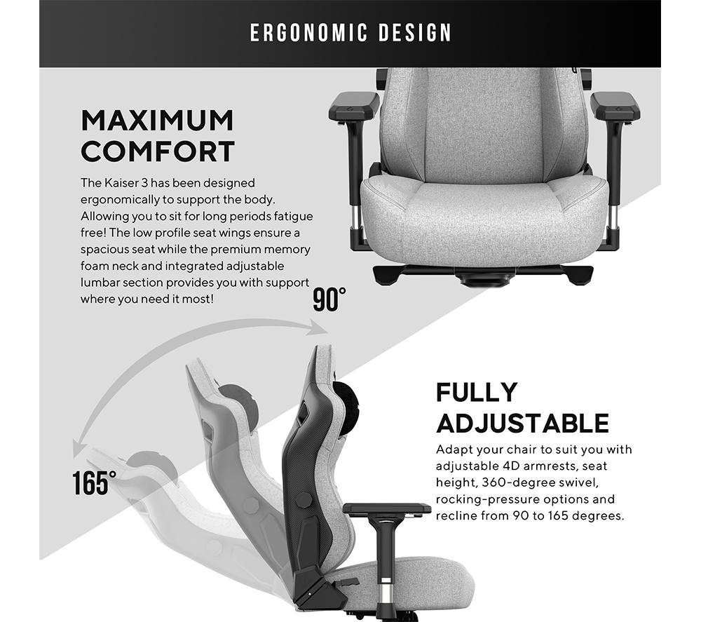 ANDASEAT Kaiser 3 Series Premium Gaming Chair - Ash Grey image number 4 of 9