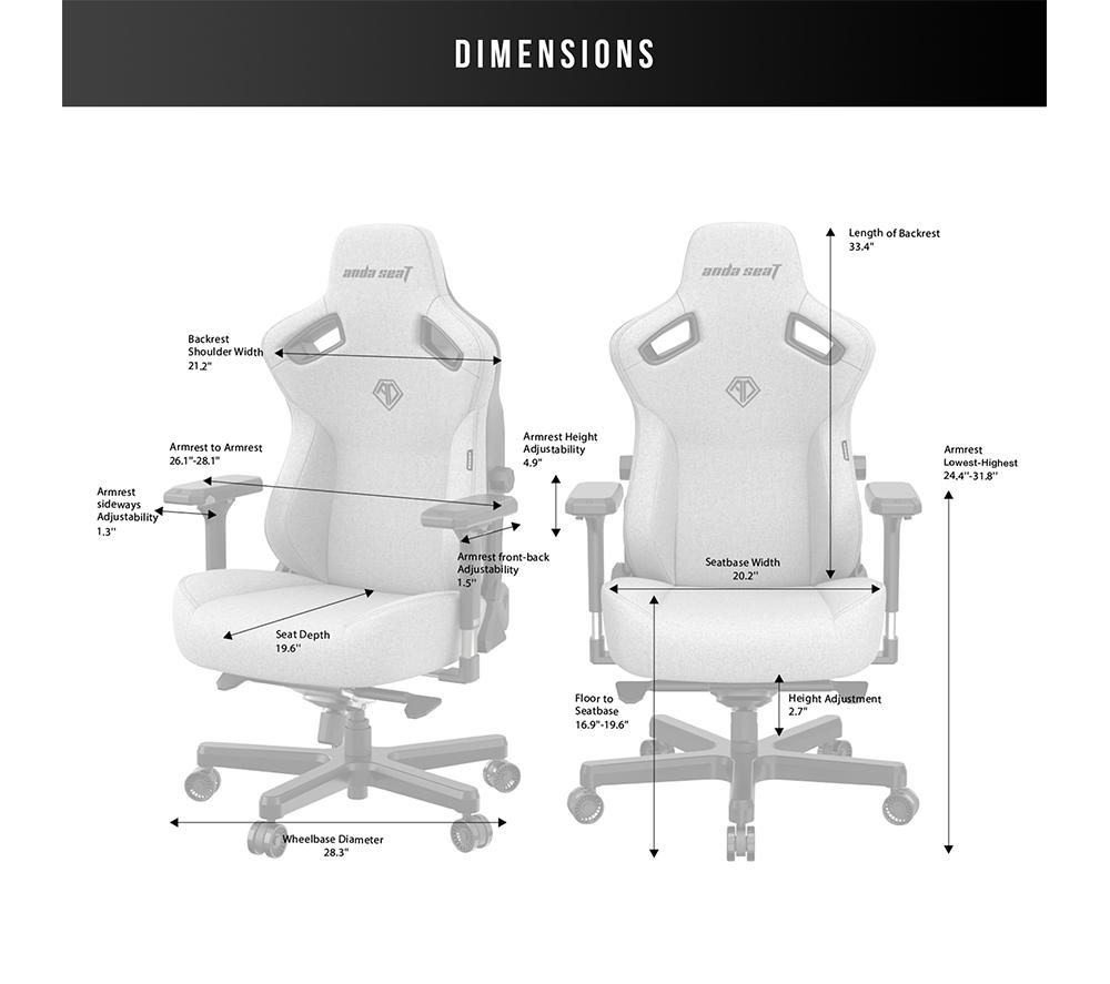 ANDASEAT Kaiser 3 Series Premium Gaming Chair - Ash Grey image number 8 of 9