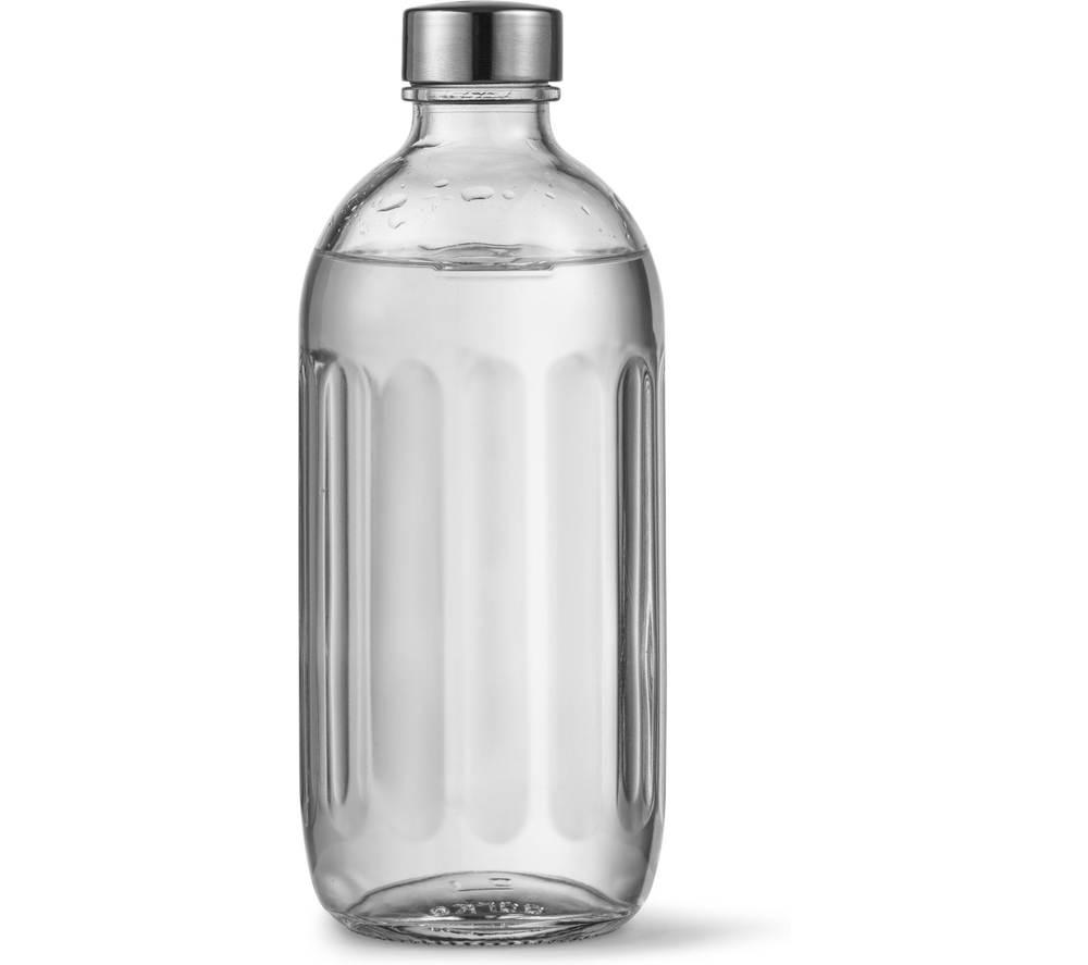 Aarke Pro Carbonator Glass Water Bottle, Clear,Silver/Grey