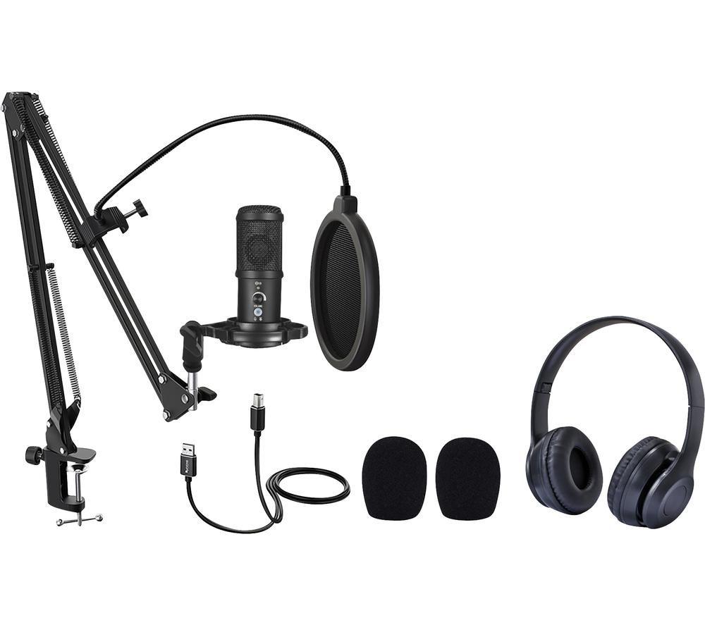 EASYPIX MyStudio 62021 Headset & Microphone Podcast Kit, Black