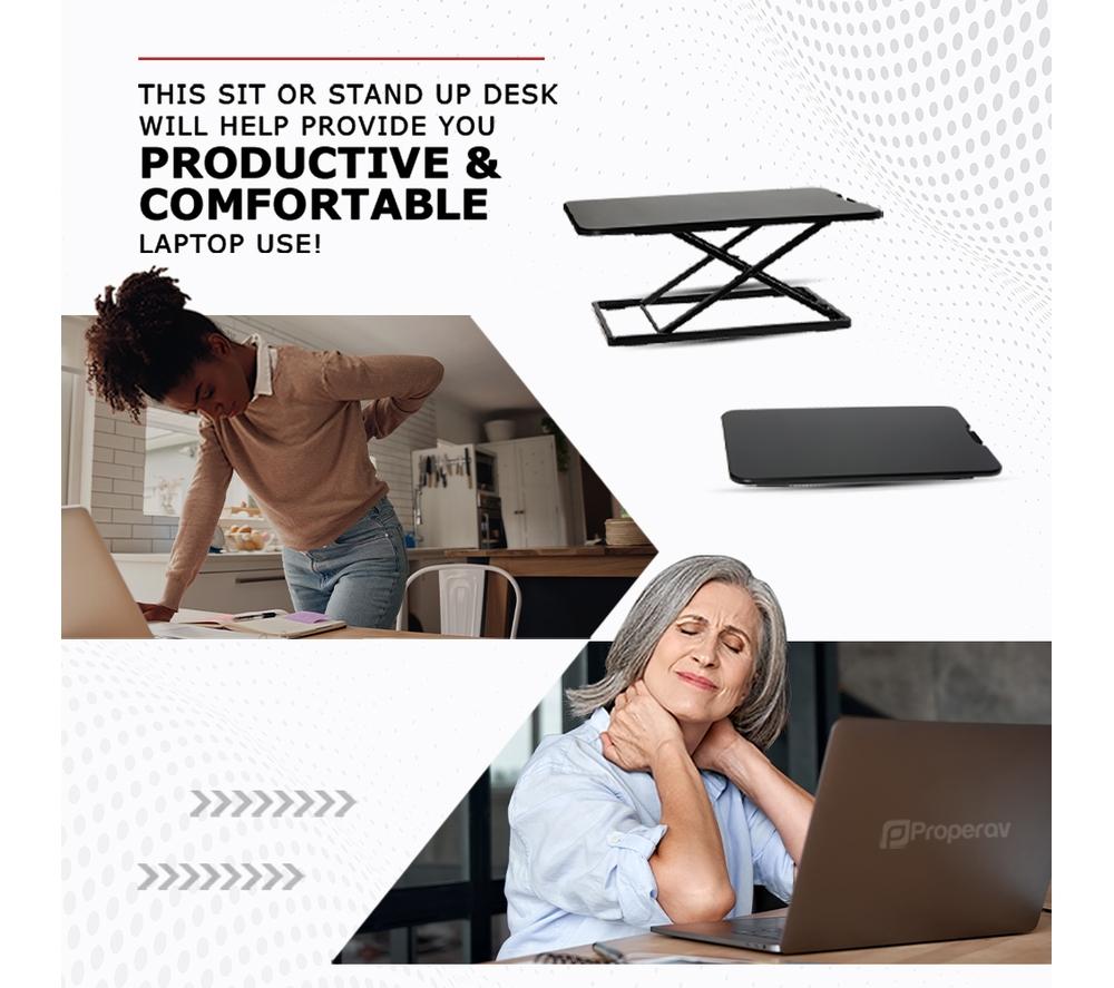 PROPERAV DESK05B Slim Profile Adjustable Stand Up Desk Workstation - Black image number 4 of 10