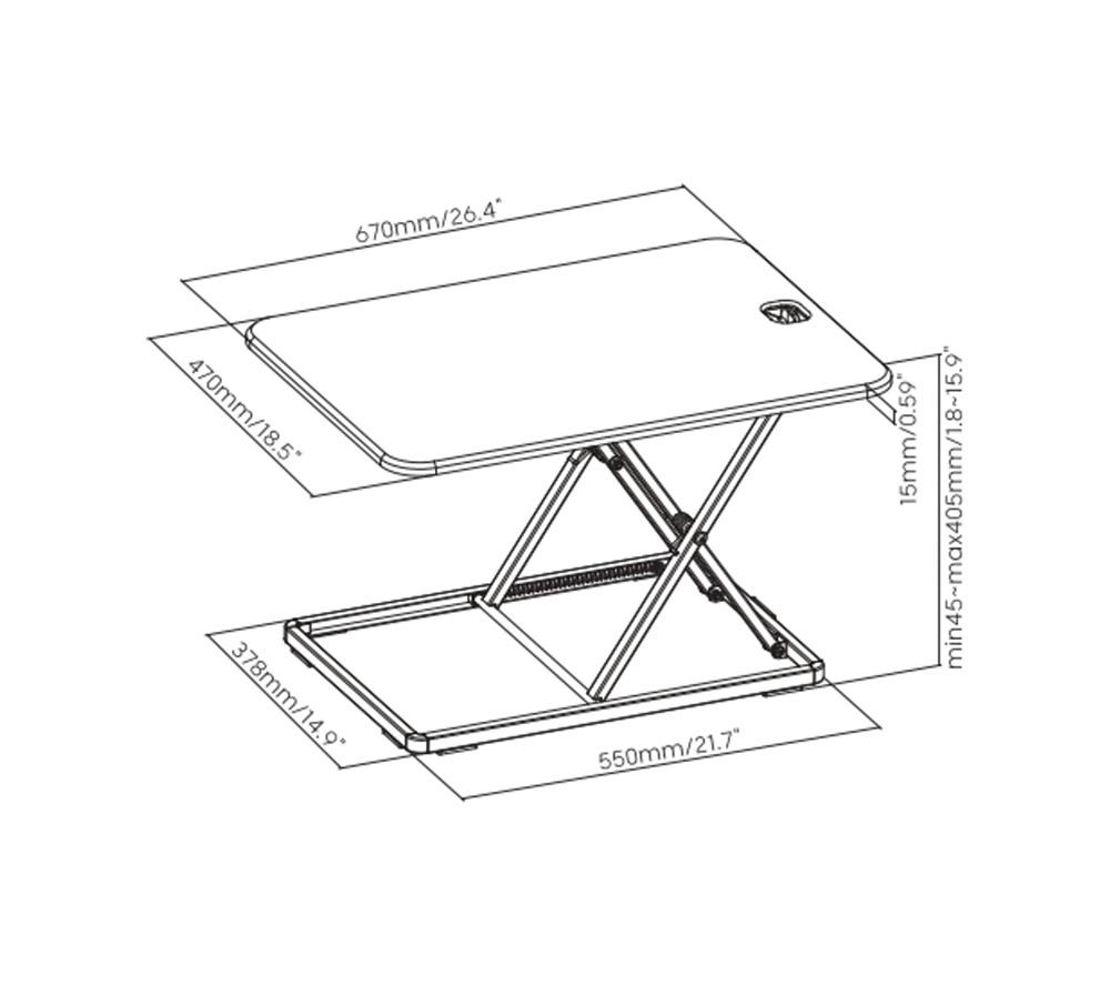 PROPERAV DESK05B Slim Profile Adjustable Stand Up Desk Workstation - Black image number 10 of 10