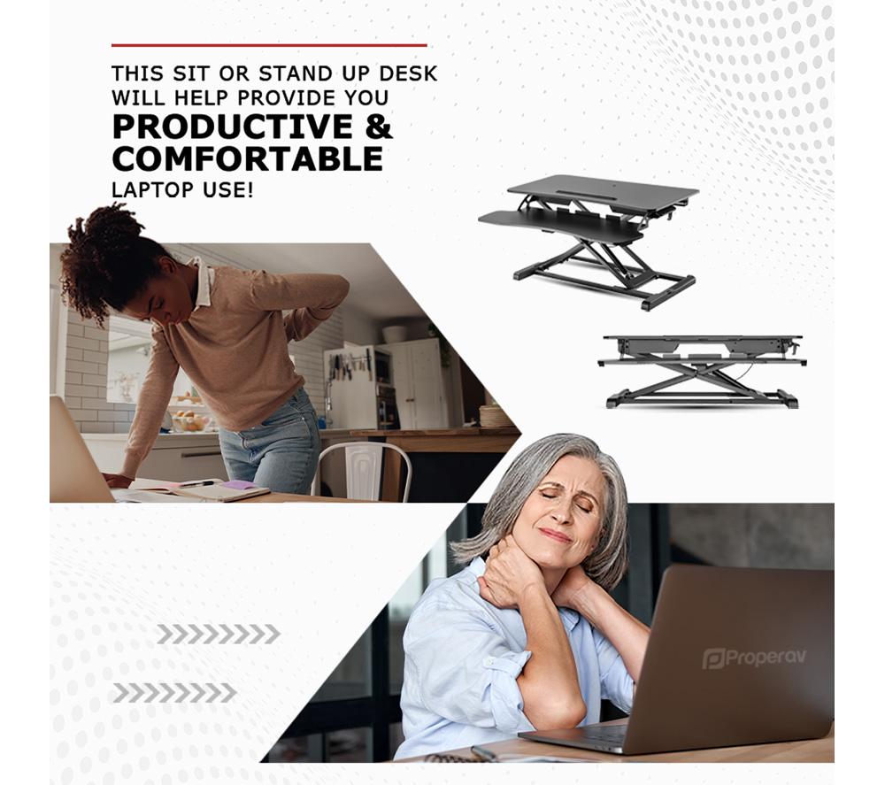 PROPERAV DESK06B Two-tier Stand-Up Desk Workstation - Black image number 4 of 9