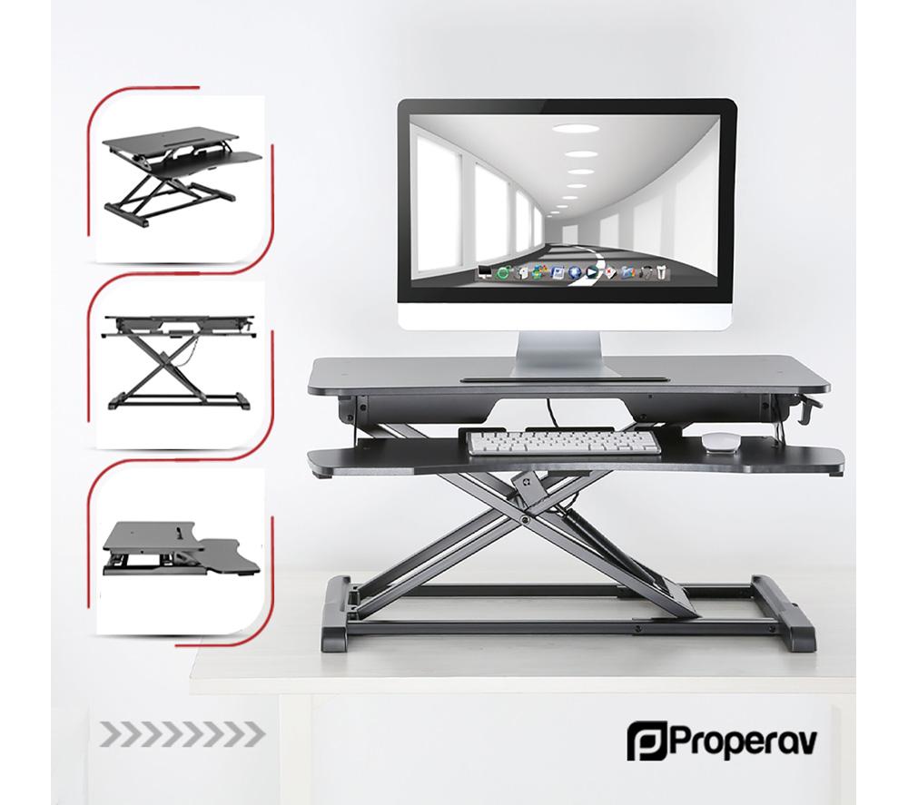 PROPERAV DESK06B Two-tier Stand-Up Desk Workstation - Black image number 5 of 9