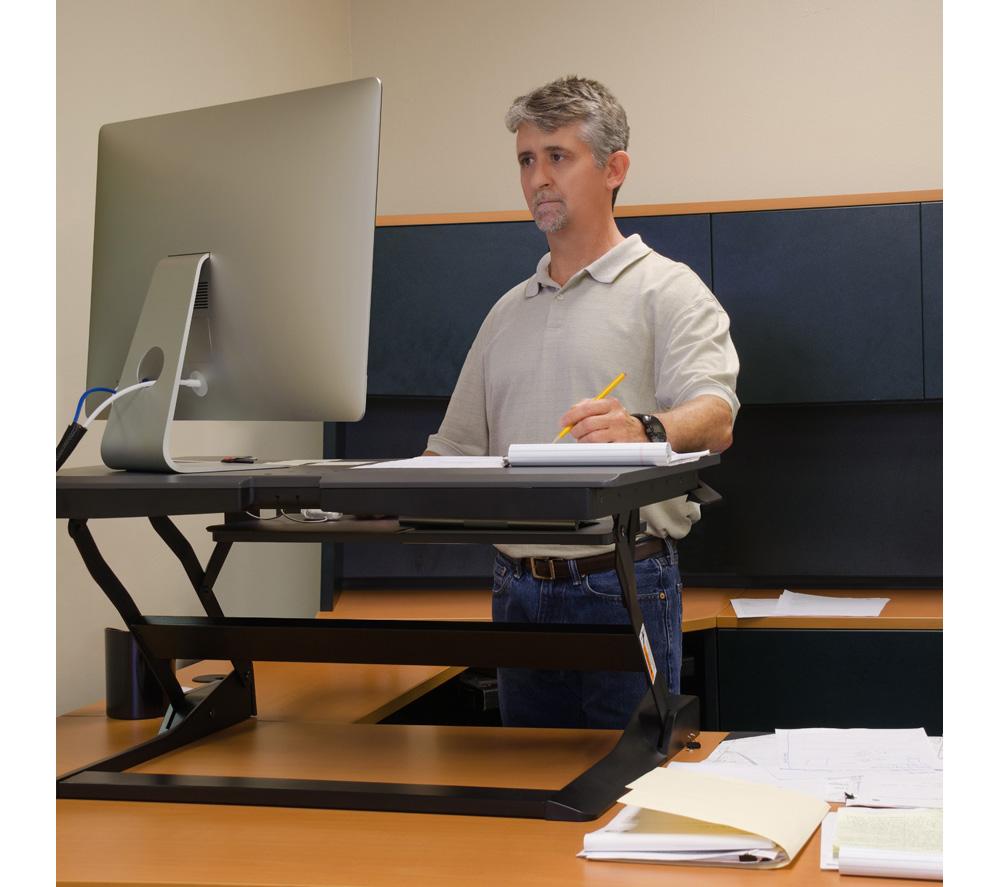 PROPERAV DESK06B Two-tier Stand-Up Desk Workstation - Black image number 7 of 9