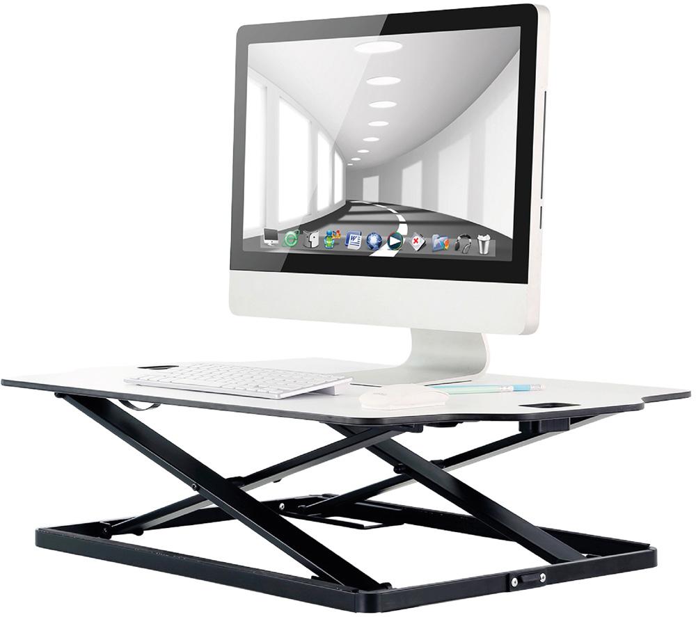 ProperAV Sit-Stand Up Desk, Steel, White, One Tier