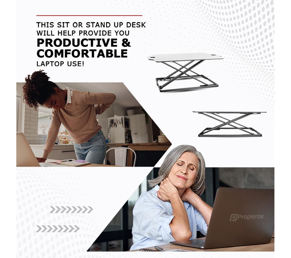 PROPERAV DESK08W Stand Up Desk Workstation - White image number 3 of 6