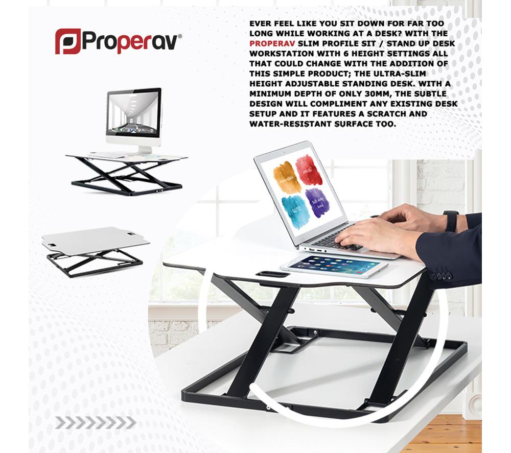 PROPERAV DESK08W Stand Up Desk Workstation - White image number 5 of 6