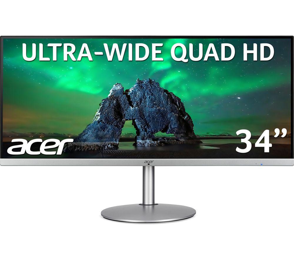 ACER CB342CK Quad HD 34 IPS LCD Monitor - Silver & Black, Black,Silver/Grey