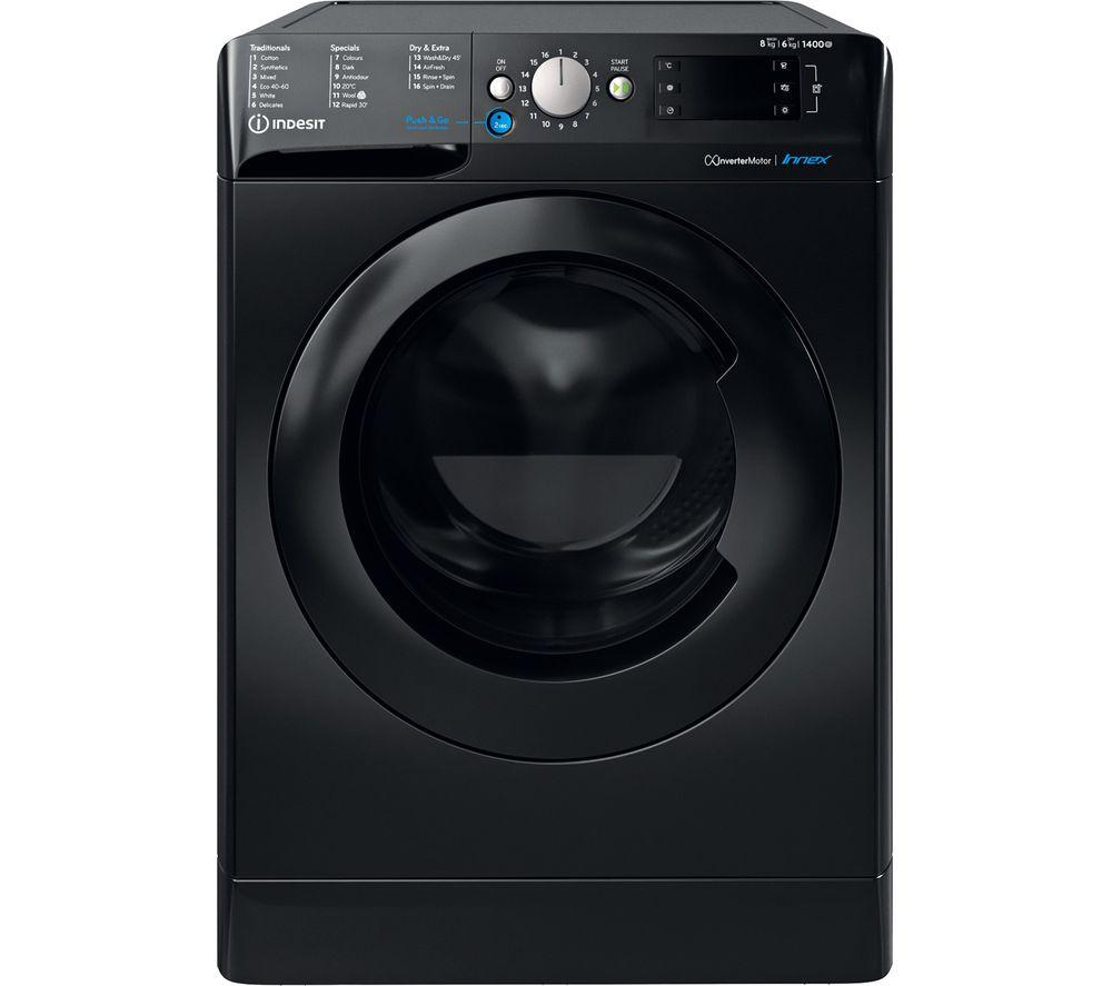 INDESIT BDE 86436X B UK N 8 kg Washer Dryer - Black, Black