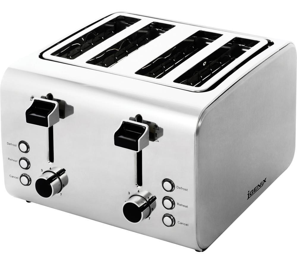 IGENIX IG3204 4-Slice Toaster - Stainless Steel, Stainless Steel