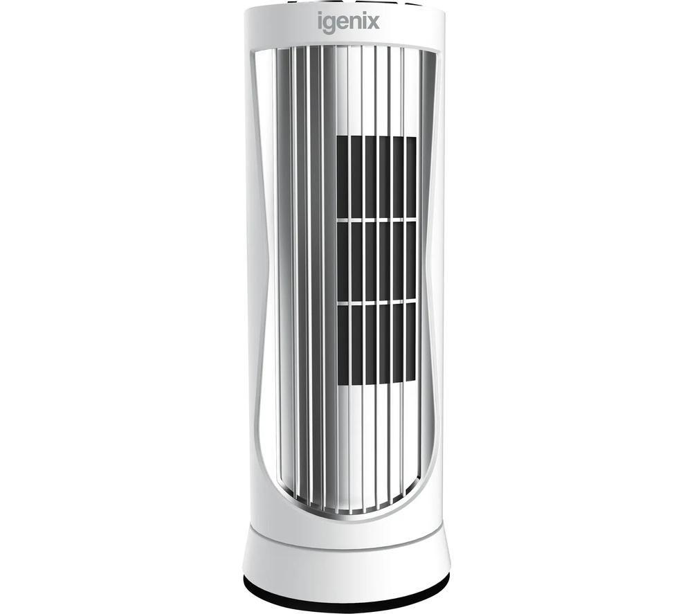 IGENIX DF0022WH Portable Tower Fan - White & Silver, White,Silver/Grey