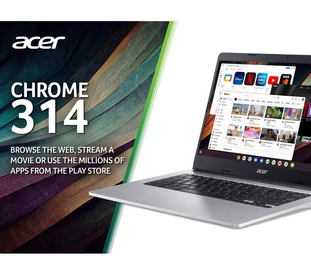 ACER 314 14" Chromebook - MediaTek MT8183C, 128 GB eMMC, Silver