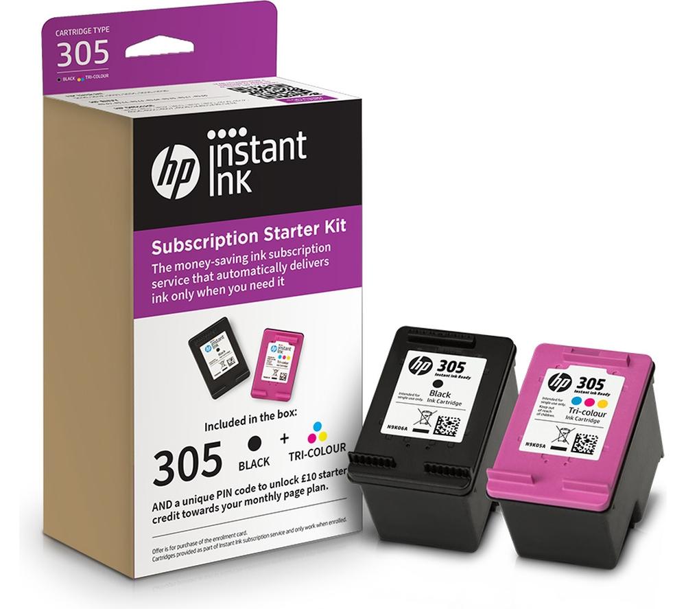 HP Instant Ink 305 Subscription Box Black & Tri-colour Ink Cartridges ...