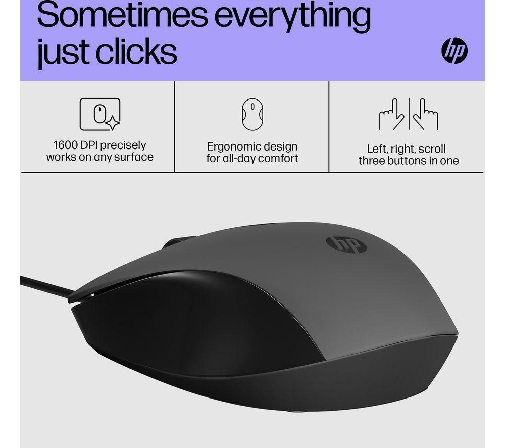 HP 150 Wireless Mouse, 3-Button with Dual Control Scroll Wheel 1600 DPI  Optical Sensor with Ergonomic Design for All-Day Comfort for Lefty or  Righty