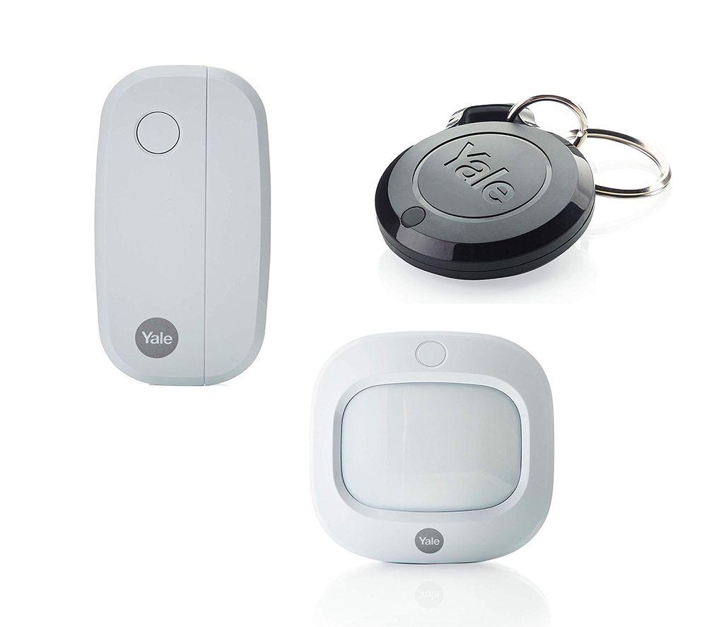 Yale AC-PIR Motion Detector, Alarm Key Fob & Door / Window Contact Bundle, White