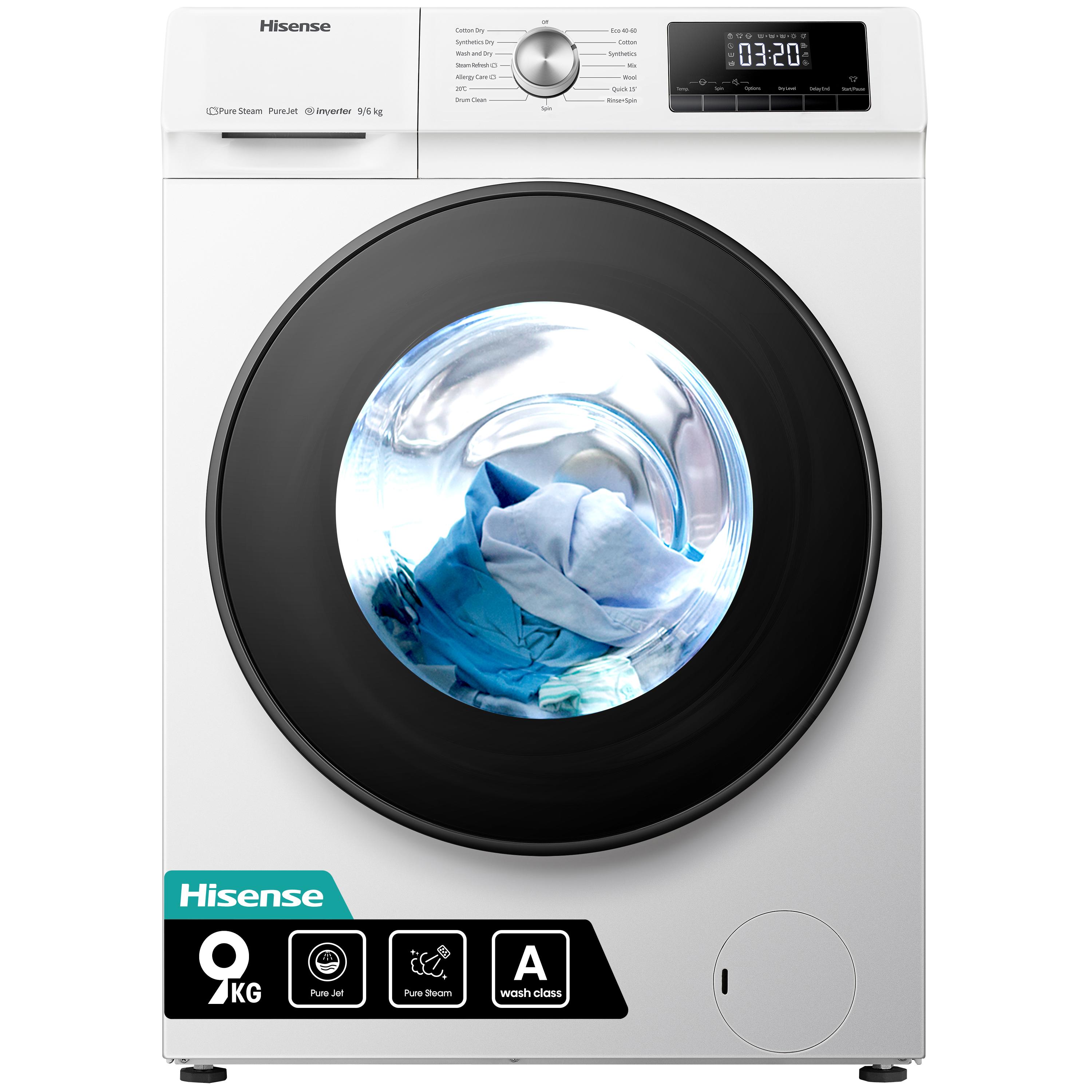 HISENSE 3 Series WDQA9014EVJM 9 kg Washer Dryer - White, White