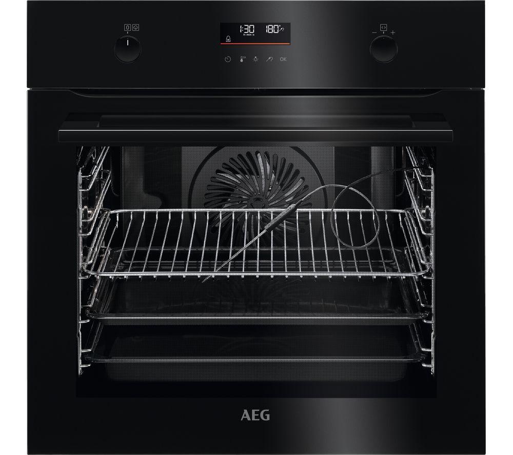 AEG SteamBake BPK556260B Electric Pyrolytic Oven - Black, Black