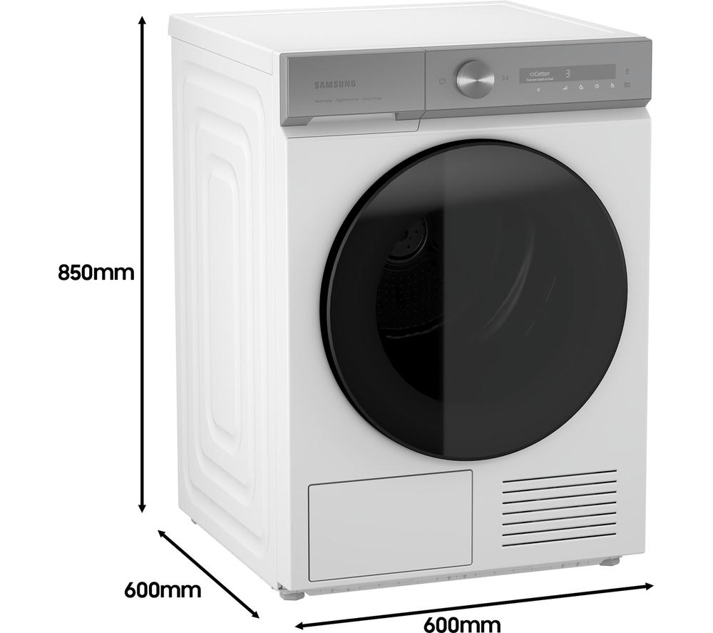 SAMSUNG Series Bespoke Series 8 AI Energy DV90BB9445GH/S1 WiFi-enabled 9 kg Heat Pump Tumble Dryer - White image number 3 of 12