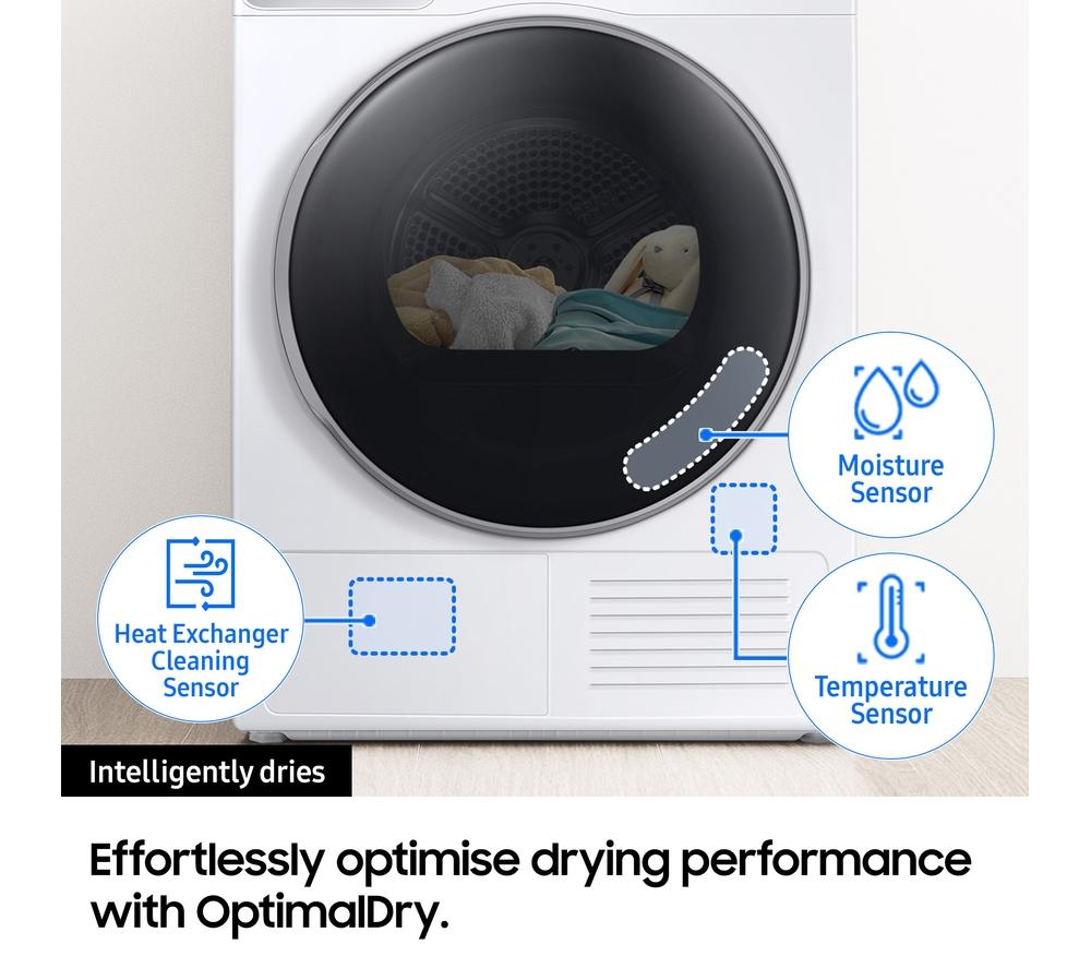 SAMSUNG Series Bespoke Series 8 AI Energy DV90BB9445GH/S1 WiFi-enabled 9 kg Heat Pump Tumble Dryer - White image number 8 of 12