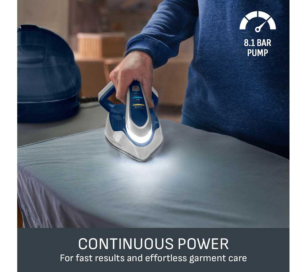 TEFAL Pro Express Vision GV9812 High Pressure Steam Generator Iron - Blue & White image number 4 of 9
