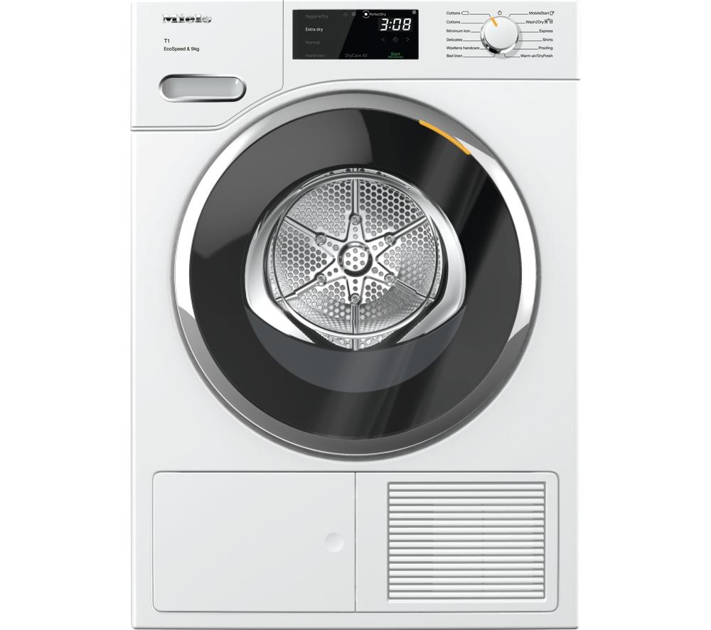 Miele T1 EcoSpeed TWH780 WP WiFi-enabled 9 kg Heat Pump Tumble Dryer - White