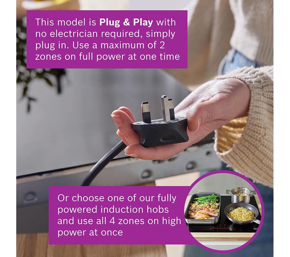 BOSCH Series 4 CombiZone PWP611BB5B 59 cm Plug-in Electric Induction Hob - Black image number 5 of 21
