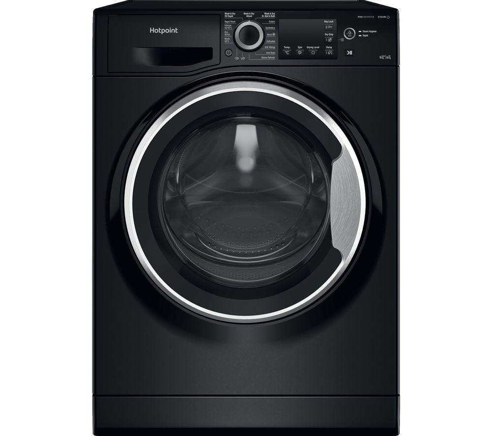 HOTPOINT NDB 9635 BS UK 9 kg Washer Dryer – Black, Black