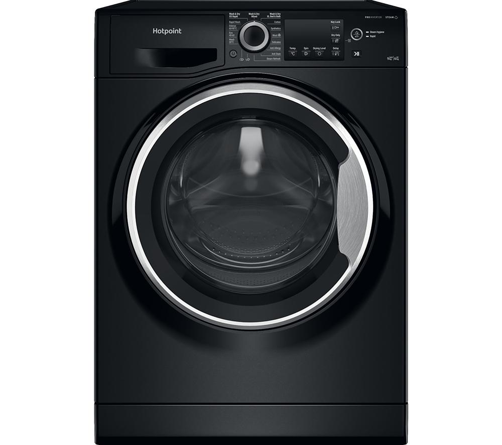 HOTPOINT NDB 9635 BS UK 9 kg Washer Dryer - Black, Black