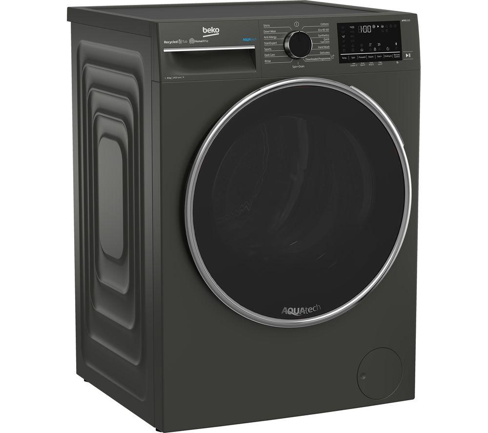 BEKO Aquatech B5W5841AG Bluetooth 8 kg 1400 Spin Washing Machine - Graphite, Black,Silver/Grey