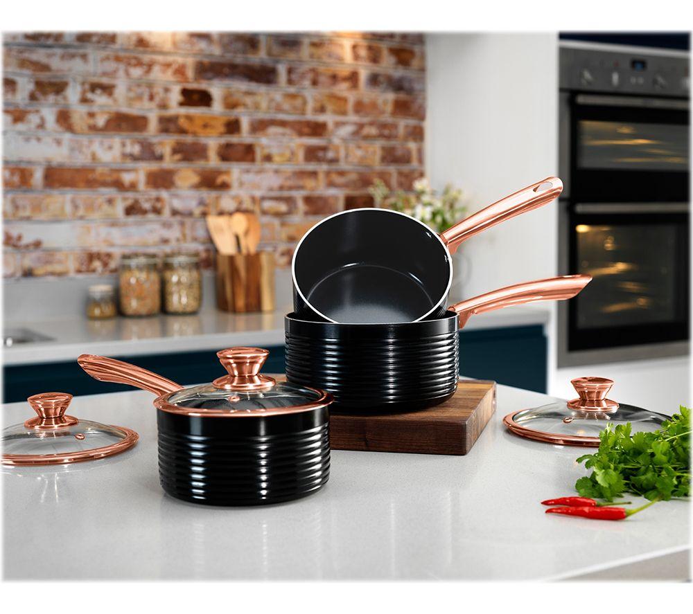 TOWER Linear T800001RB 3-piece Non-stick Saucepan Set - Black & Rose Gold image number 6 of 7