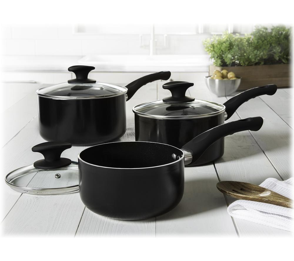 TOWER Essentials T81507 3-piece Non-stick Saucepan Set - Black image number 5 of 7