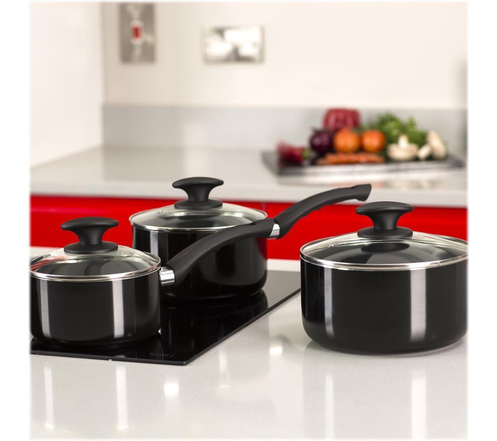 TOWER Essentials T81507 3-piece Non-stick Saucepan Set - Black image number 6 of 7