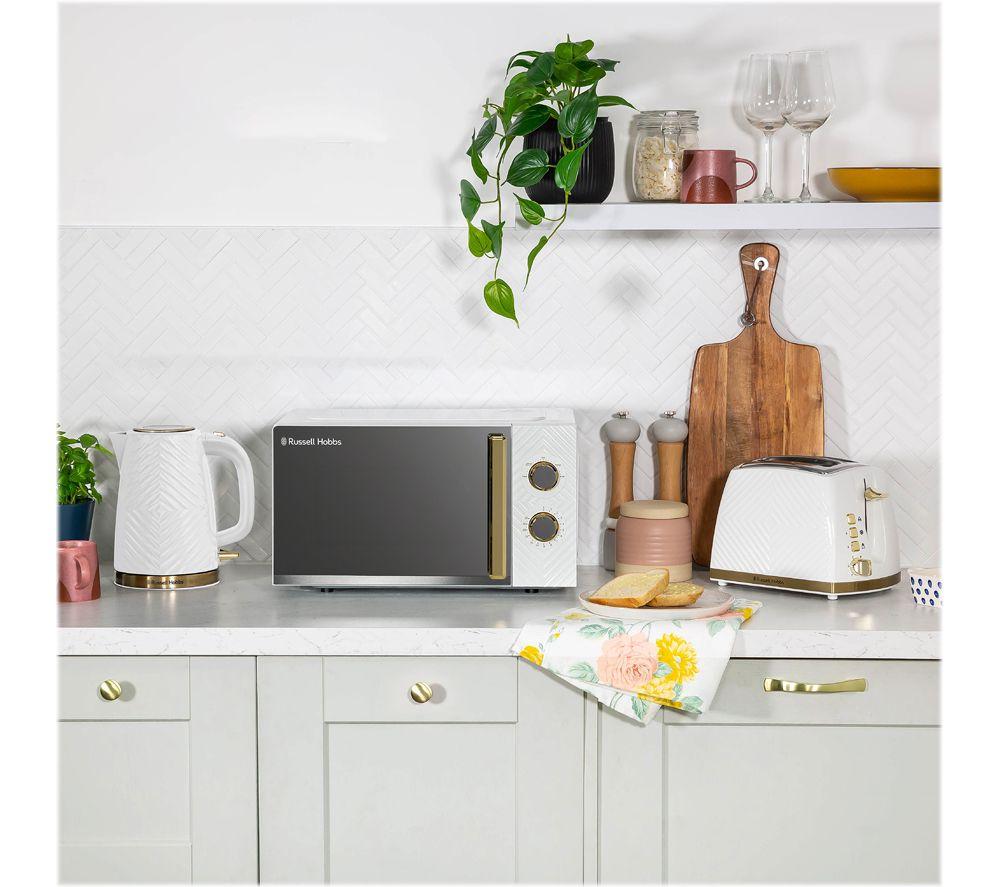 RUSSELL HOBBS Groove RHMM723 Compact Solo Microwave - White & Gold image number 6 of 8