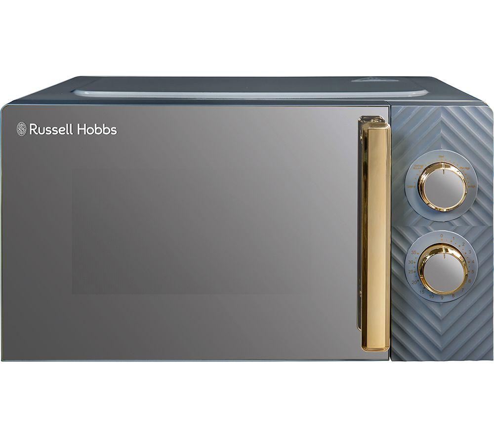 RUSSELL HOBBS Groove RHMM723G Compact Solo Microwave - Grey & Gold