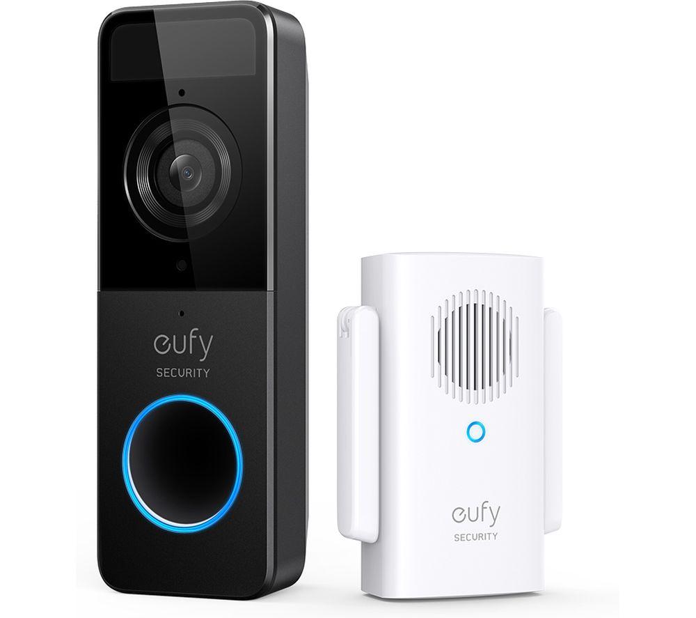 EUFY Slim Video Doorbell 1080p with Base Station - Battery Powered, Black