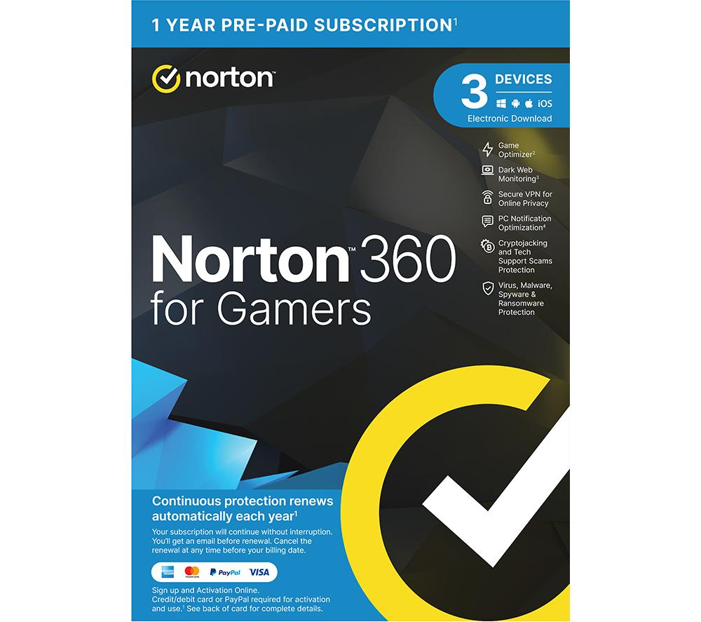 NORTON 360 for Gamers 2022 - 1 year (automatic renewal) for 3 devices