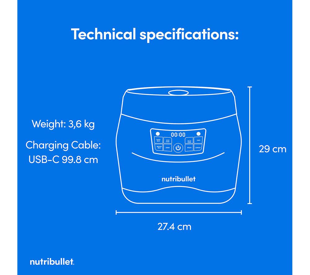 NUTRIBULLET EveryGrain 1806 Rice Cooker - Black & Grey image number 9 of 10