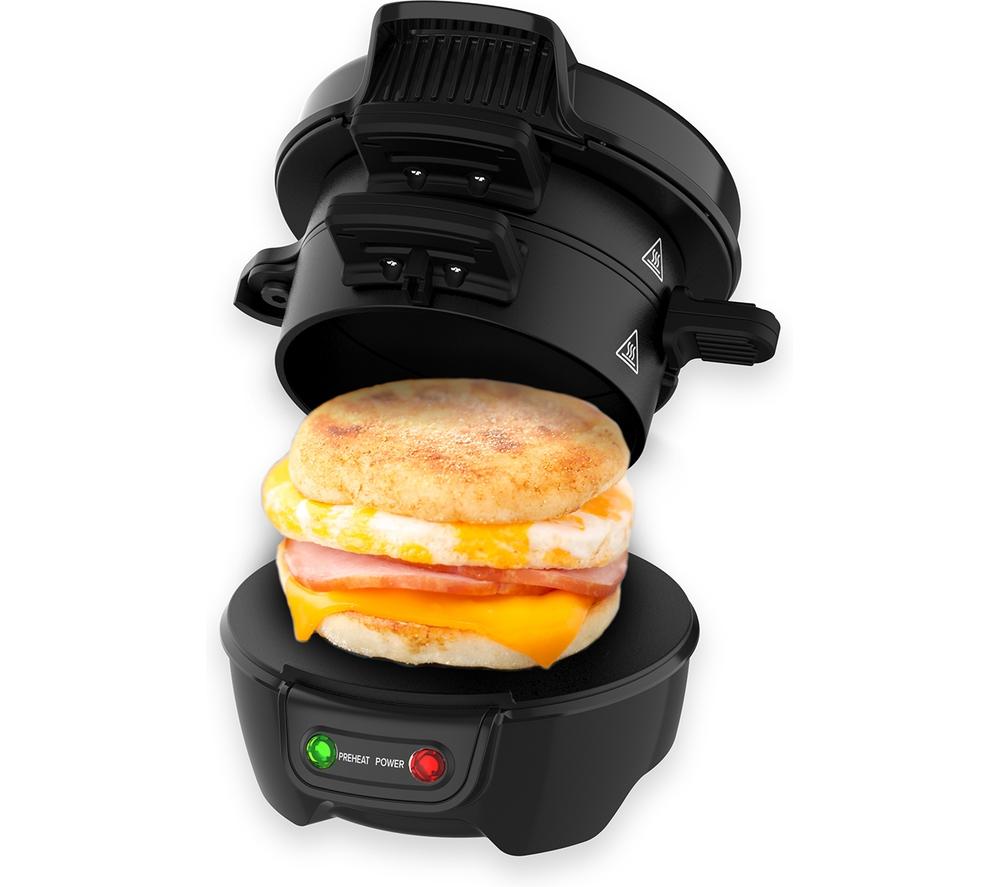 Electric Breakfast Sandwich Maker - Grilled Sandwich Toastie Maker - With Egg  Cooker Ring - Easy To Clean Non-Stick Cooking Plates -…