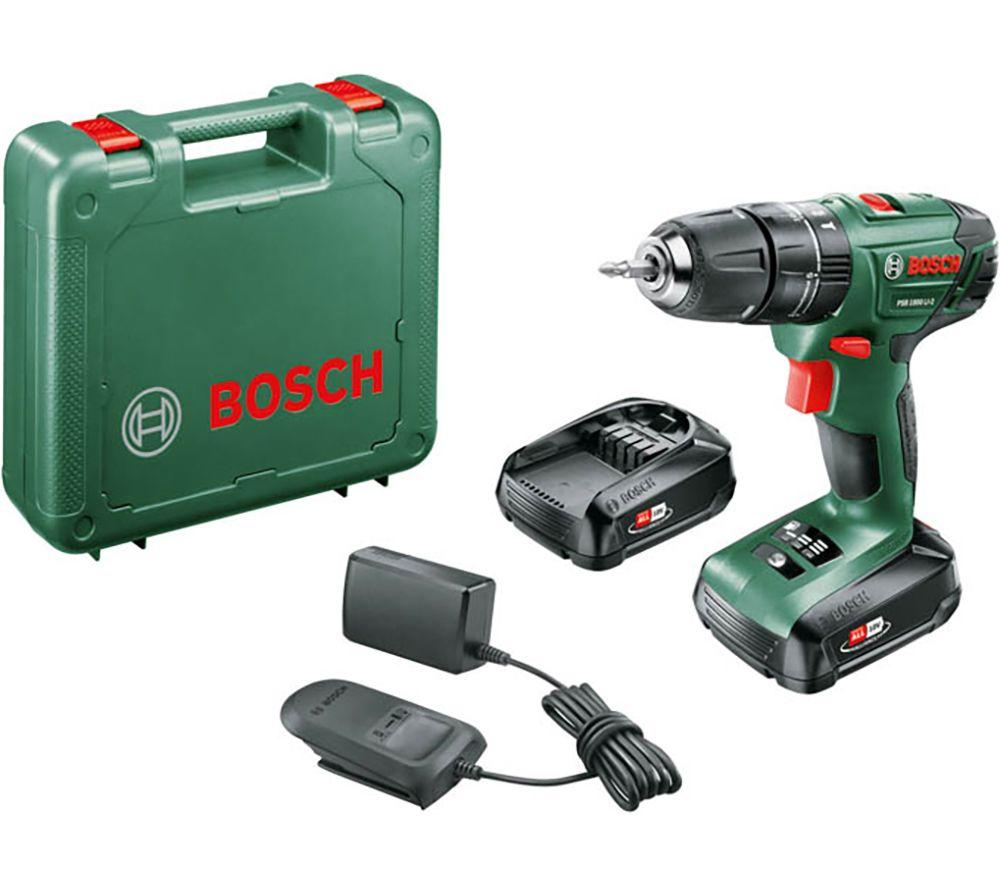 BOSCH PSB 1800 LI-2 Cordless Drill Driver with 2 batteries - Black & Green