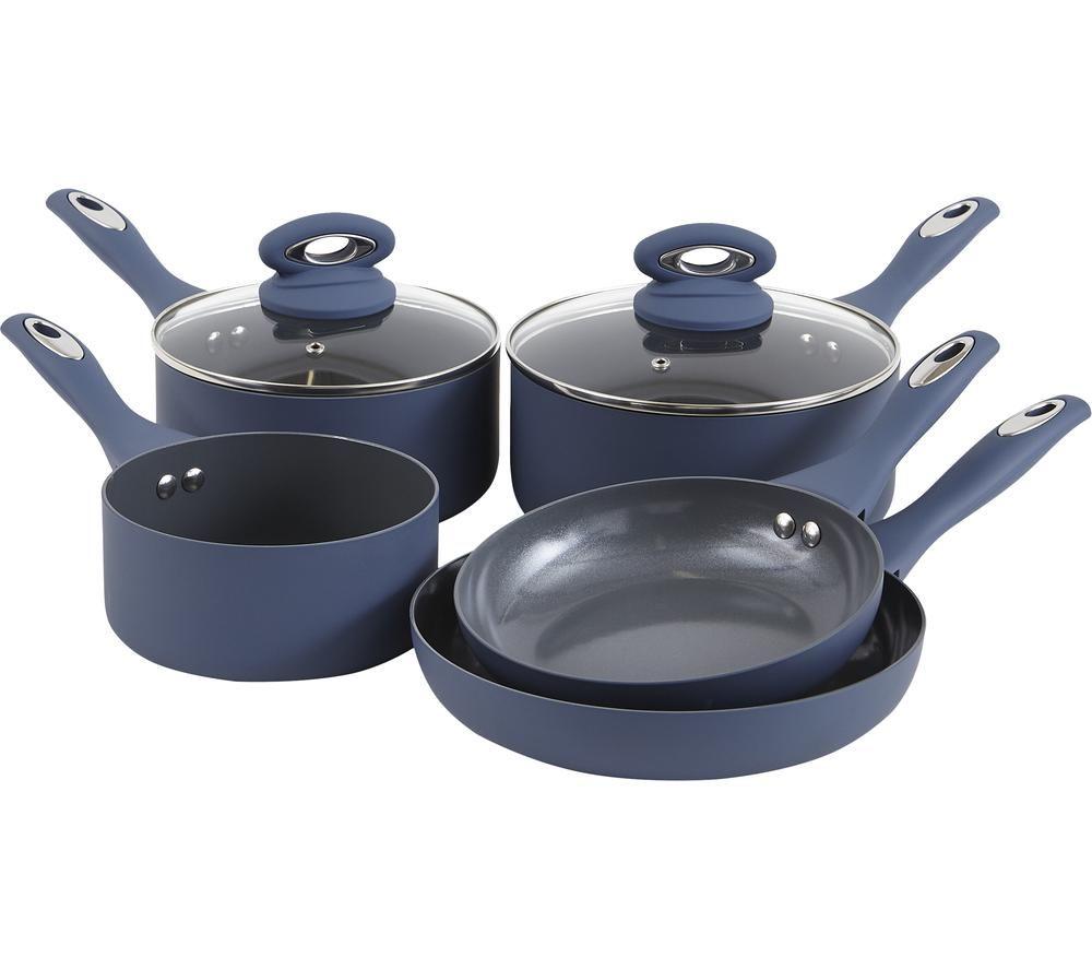 Buy CERMALON K438BL 5-piece Non-stick Pan Set - Blue | Currys